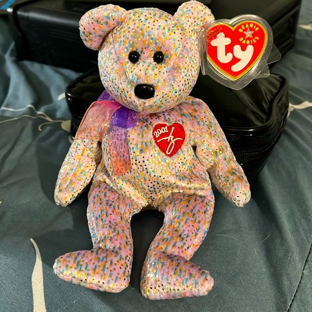 Ty Beanie Baby 2001 Signature Bear Retired P.E. Pellets MWMT 9th Gen Hang Tag